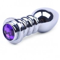 Anal Plug Metallic with Purple Jewel